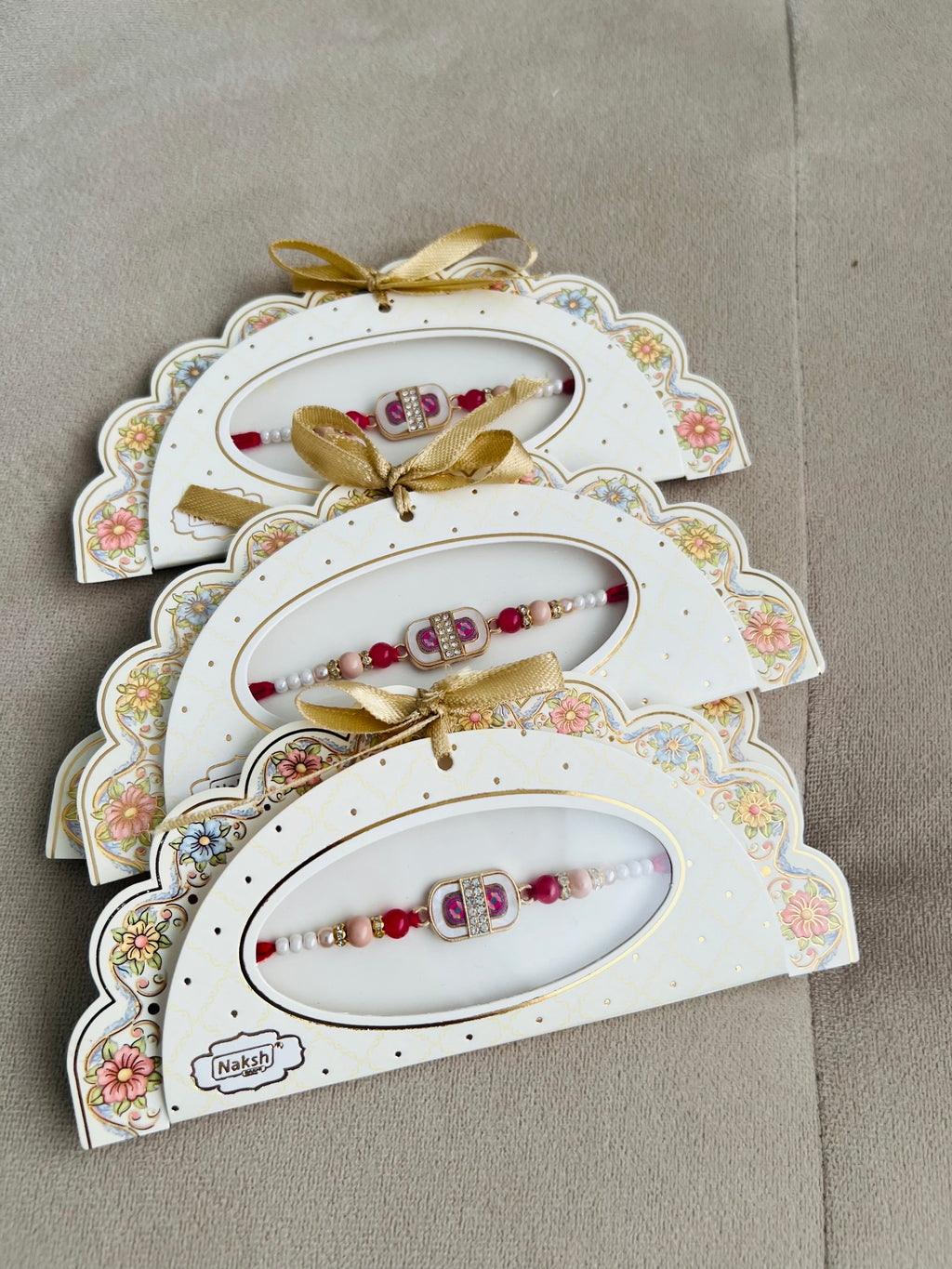 Designer Stone Rakhi – Rectangular Centerpiece, Premium Beads