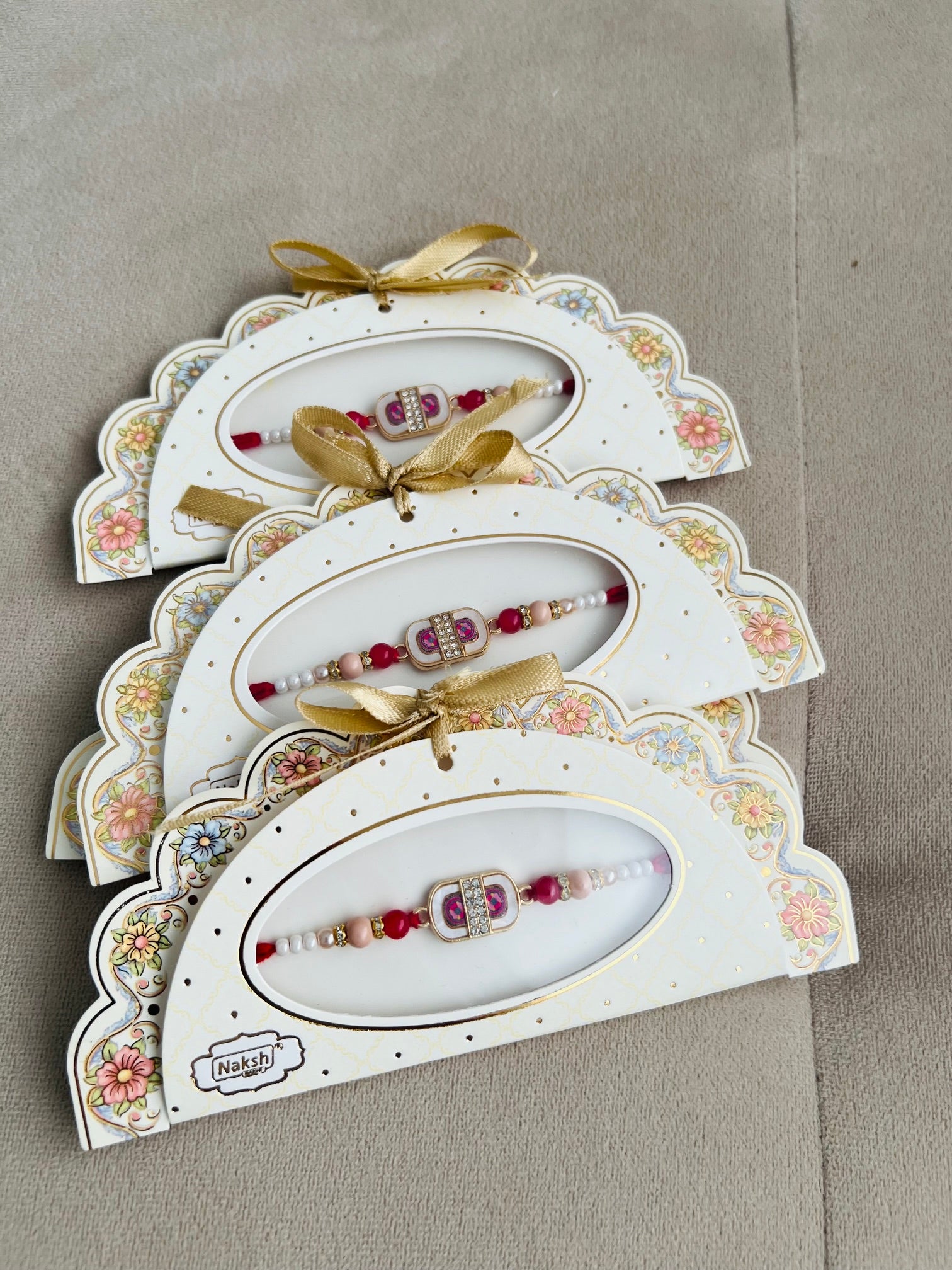 Designer Stone Rakhi – Rectangular Centerpiece, Premium Beads