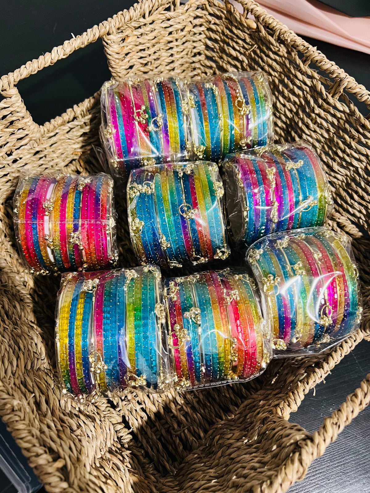 Kashmiri Jelly Ghungroo Bangles – Rainbow | Festival Stack Set of 16
