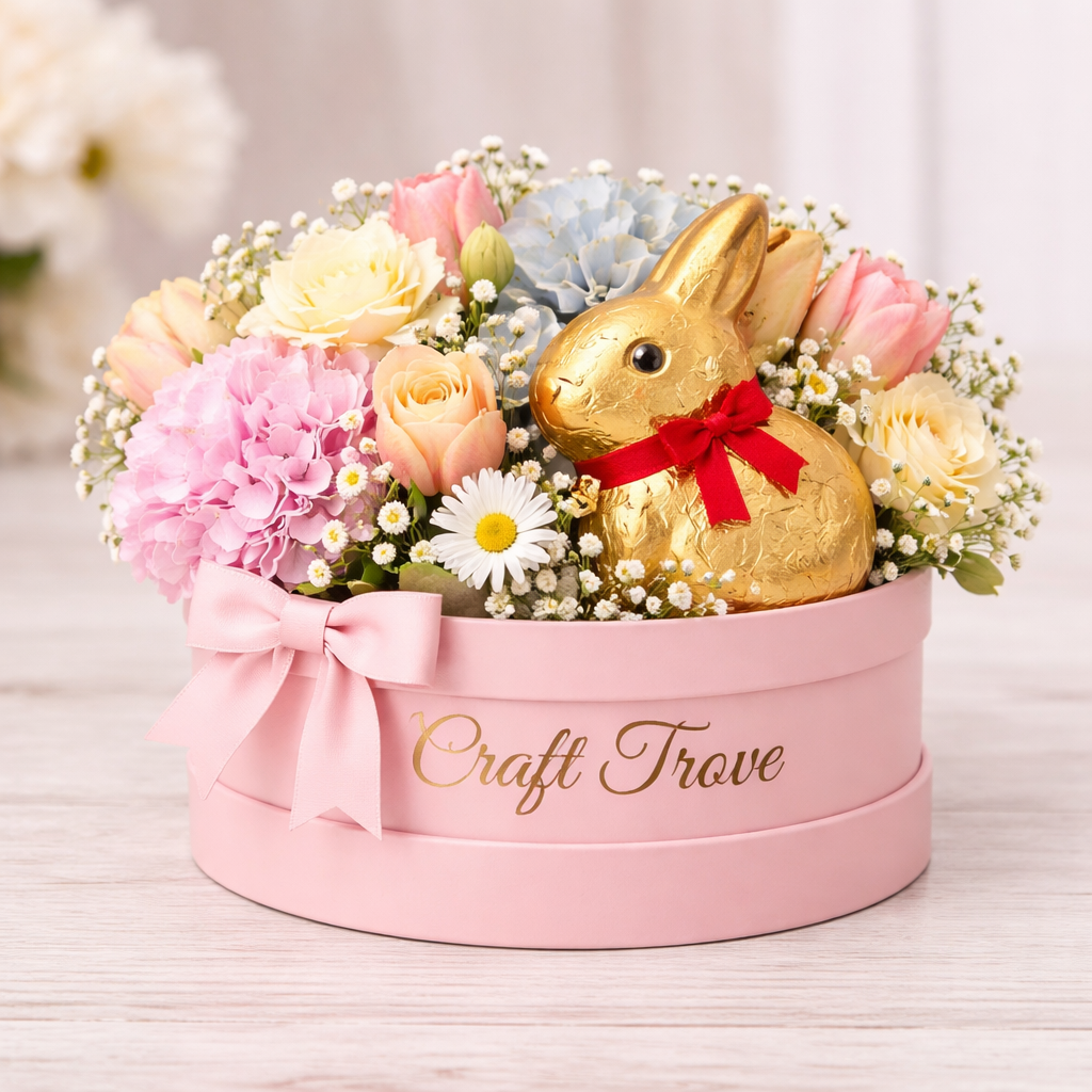 Pastel flowers n box with Chocolate