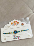Designer Peacock Rakhi – Blue & Gold Pendant, Premium Beads