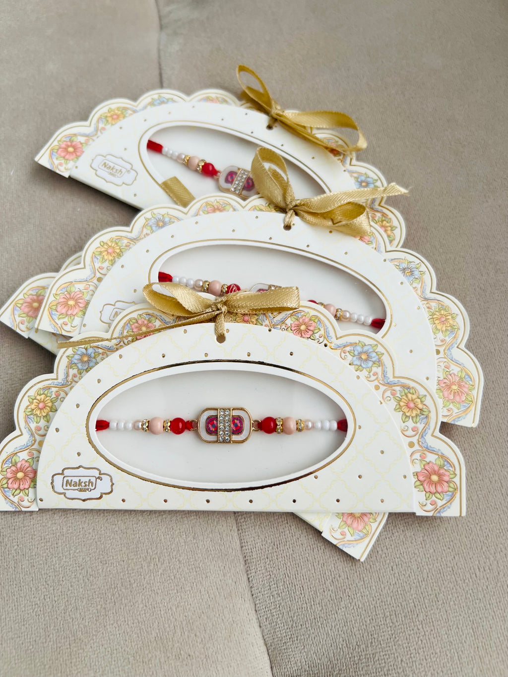 Designer Stone Rakhi – Rectangular Centerpiece, Premium Beads