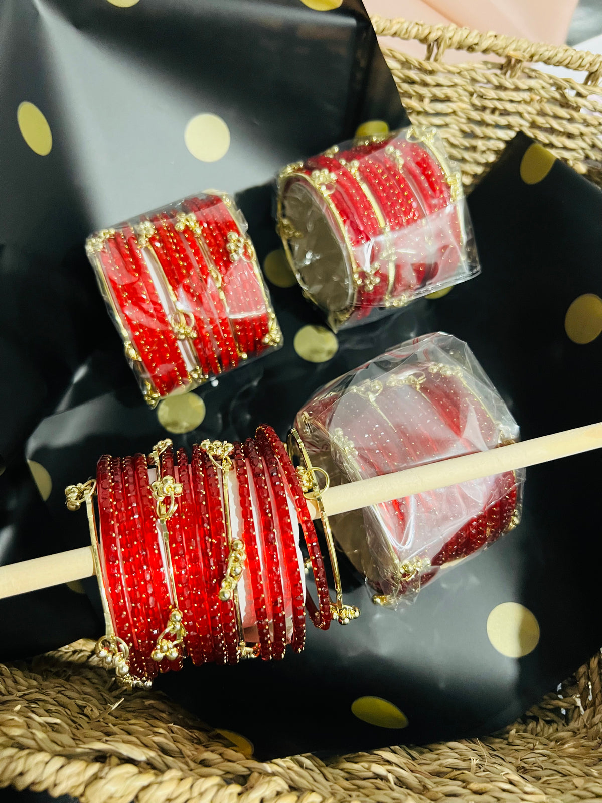 Kashmiri Jelly Ghungroo Bangles – Red | Festival Stack Set of 16