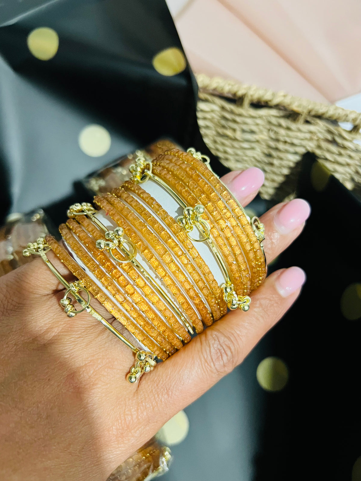 Kashmiri Jelly Ghungroo Bangles – Gold | Festival Stack Set of 16