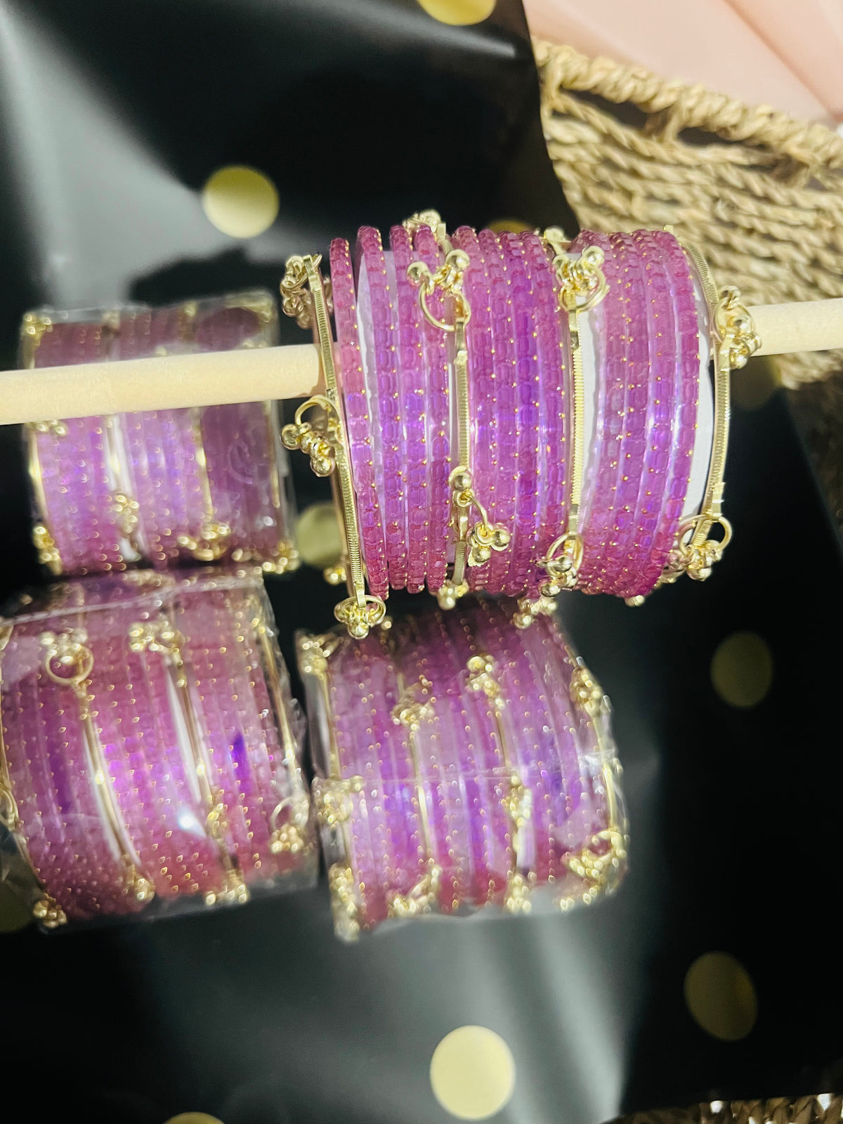 Kashmiri Jelly Ghungroo Bangles – Lavender | Festival Stack Set of 16