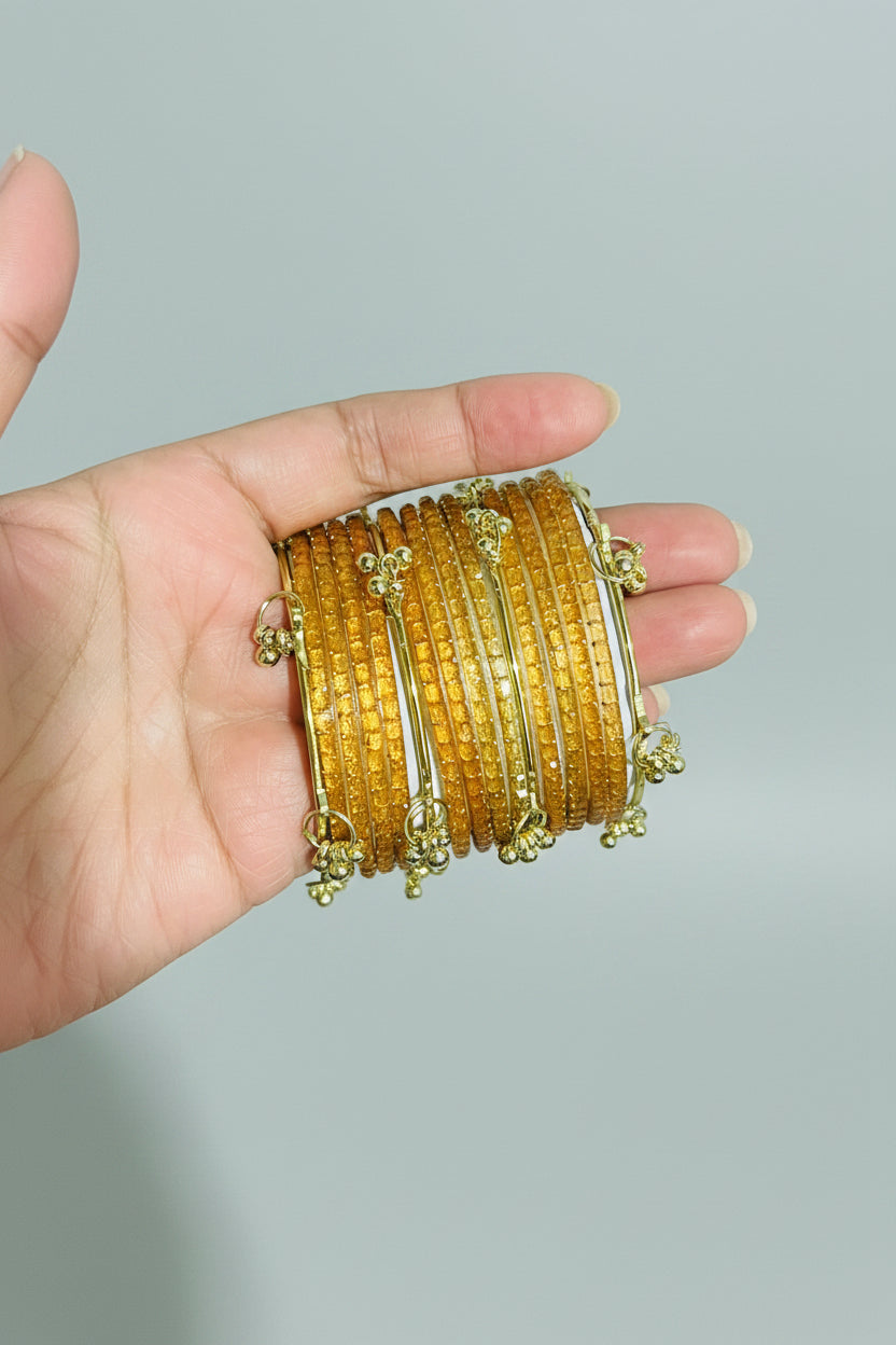 Kashmiri Jelly Ghungroo Bangles – Gold | Festival Stack Set of 16