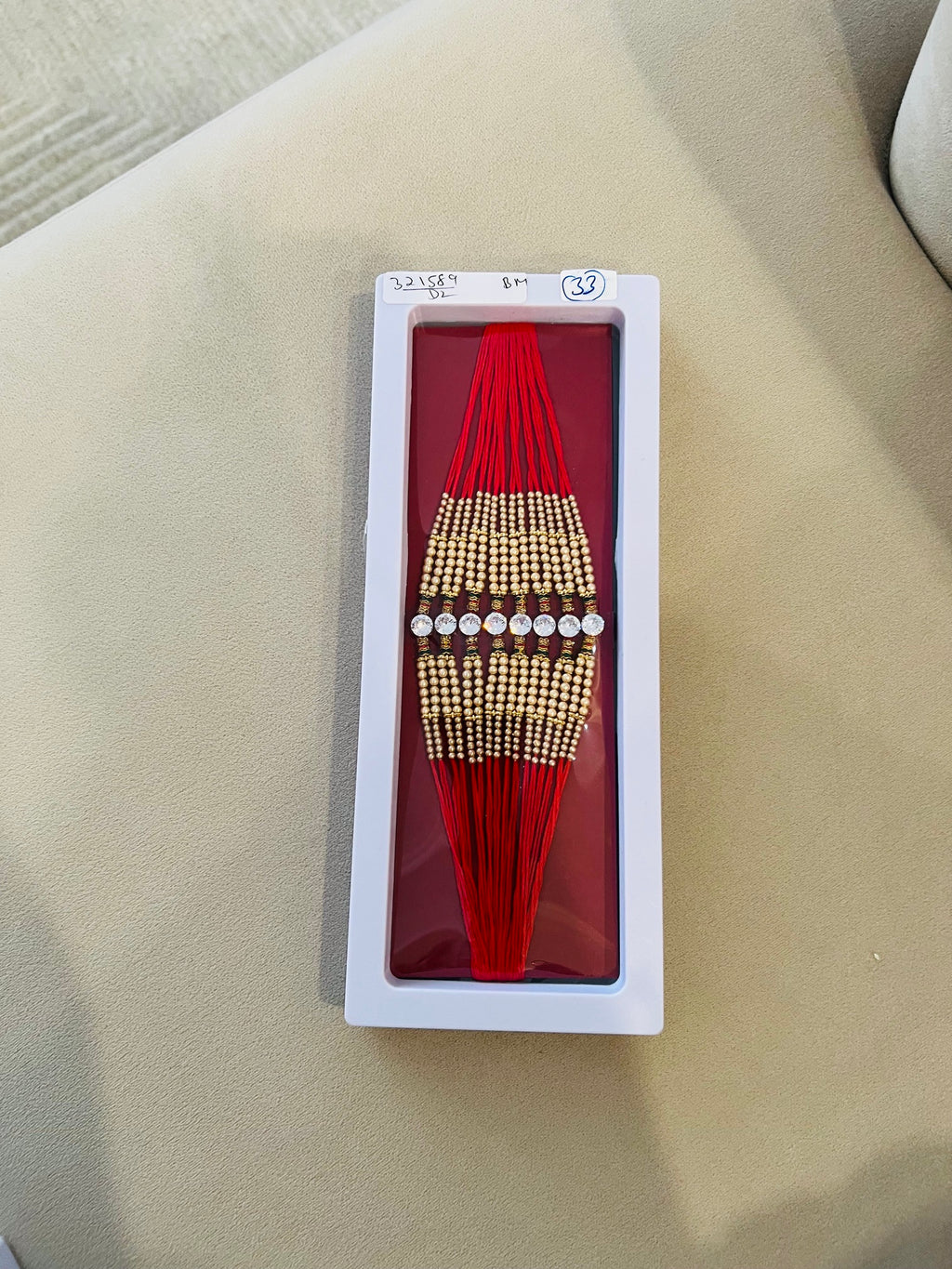 Rakhi Thread AD Red with Beads