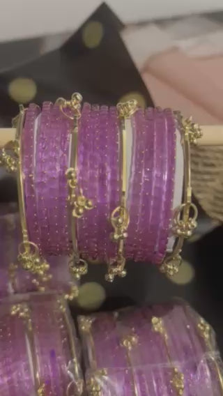 Kashmiri Jelly Ghungroo Bangles – Lavender | Festival Stack Set of 16