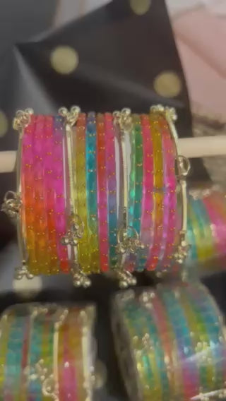 Kashmiri Jelly Ghungroo Bangles – Multi-Color | Festival Stack Set of 16