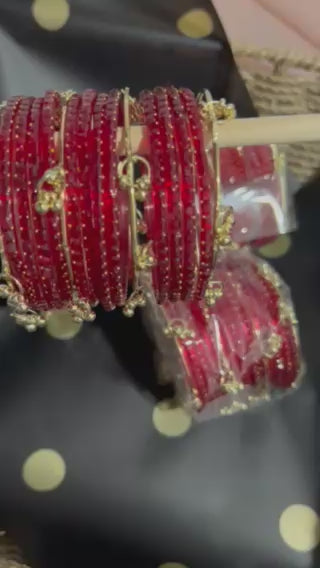 Kashmiri Jelly Ghungroo Bangles – Red | Festival Stack Set of 16