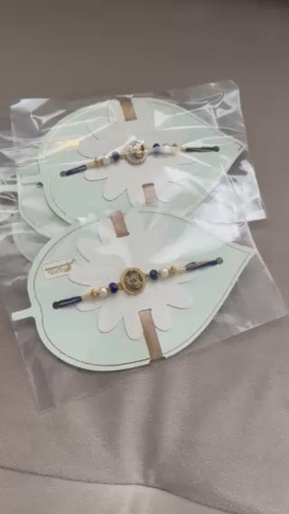 Krishna Rakhi – Elegant Leaf Card Edition