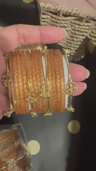Kashmiri Jelly Ghungroo Bangles – Gold | Festival Stack Set of 16