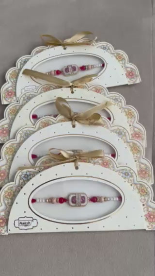 Designer Stone Rakhi – Rectangular Centerpiece, Premium Beads