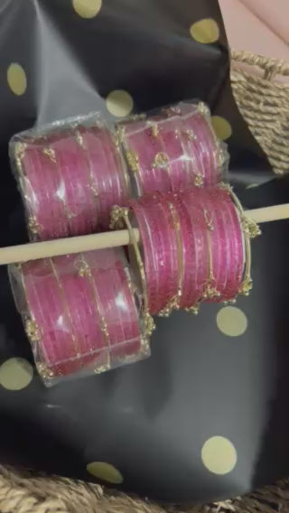 Kashmiri Jelly Ghungroo Bangles – Pink | Festival Stack Set of 16