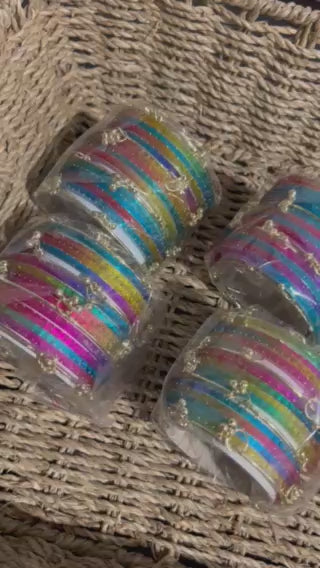 Kashmiri Jelly Ghungroo Bangles – Rainbow | Festival Stack Set of 16