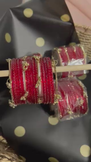 Kashmiri Jelly Ghungroo Bangles – Red | Festival Stack Set of 16